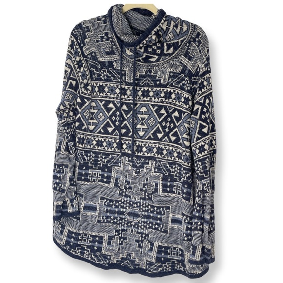 Vintage Chaps Cotton Cowl Neck Sweater - Aztec/Southwestern Print size 1X - Picture 2 of 10